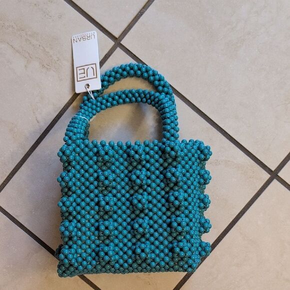 NWT Urban Expressions Turquoise Beaded Blue Handbag minibag - Picture 2 of 10